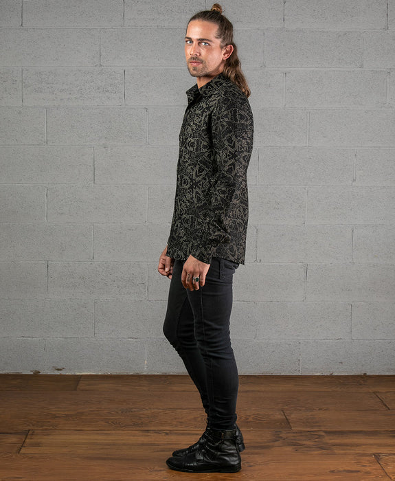 SOL - Seed Of Life  - "Mexi" LS Button Up - Black