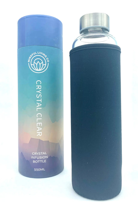 Mindful Living Co - Crystal Clear Water Bottle 20oz - Clear Quartz