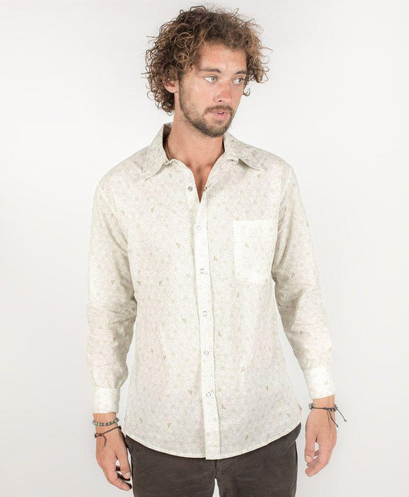 Seed of Life - "Bees" LS Button Up - White