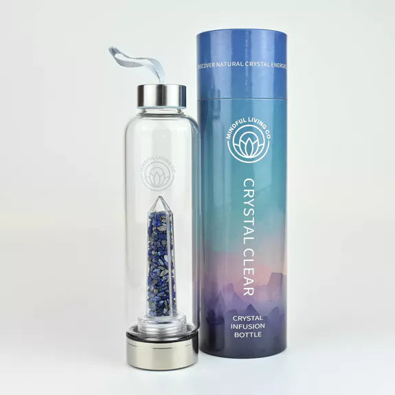 Mindful Living Co - Crystal Clear Water Bottle 20oz - Lapis lazuli