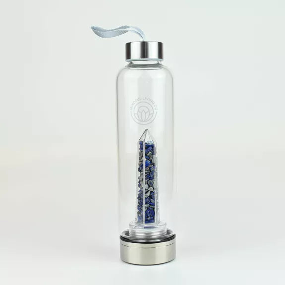 Mindful Living Co - Crystal Clear Water Bottle 20oz - Lapis lazuli