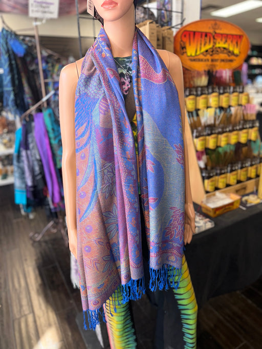 Royal Blue Reversable Peacock Pashmina