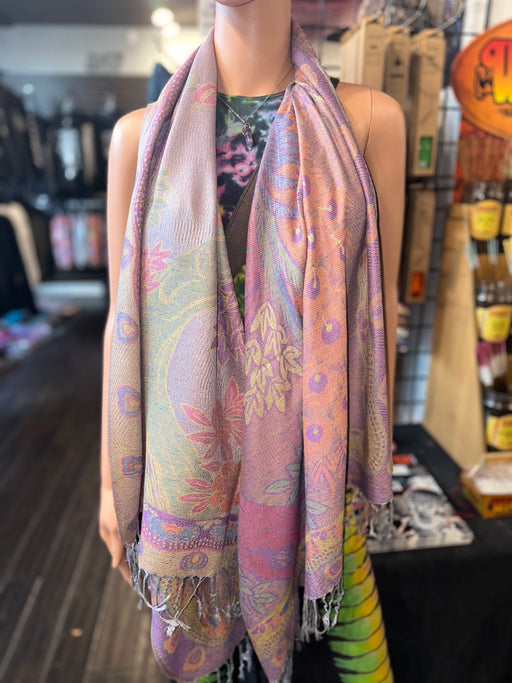 Pastel Rainbow Reversable Peacock Pashmina