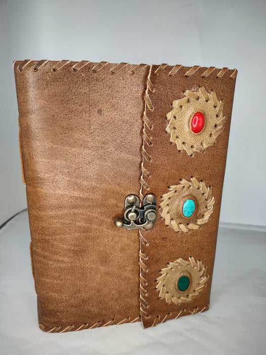 Crystal Embossed Brown Leather Journal