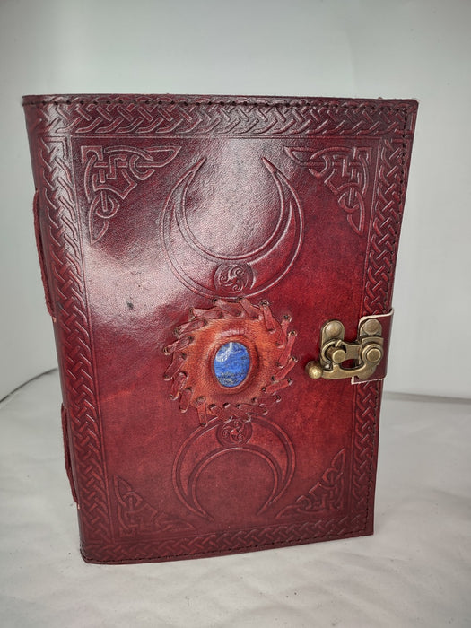 Lapis Goddess Moon Red Leather Journal