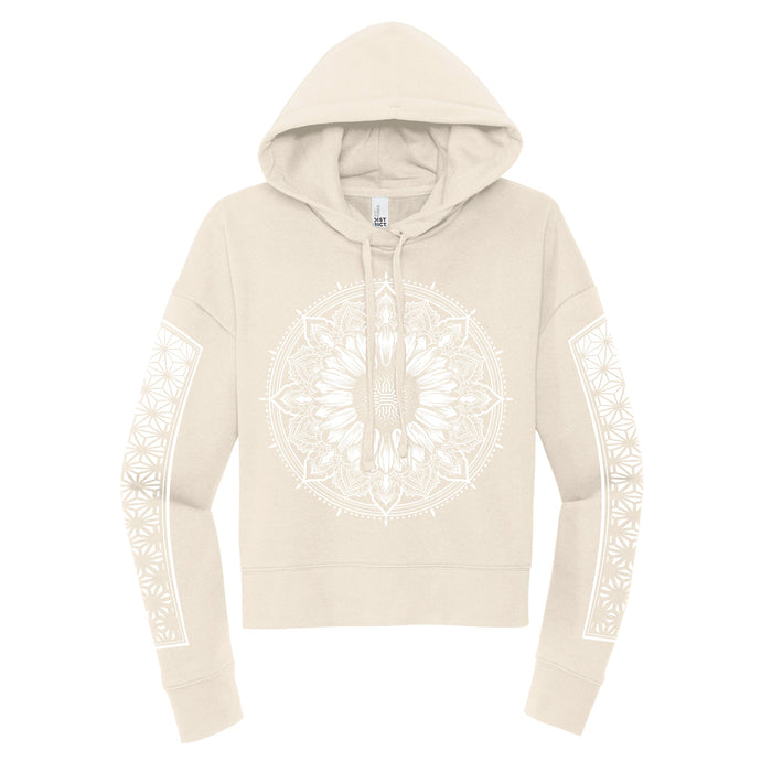 First Earth - Sunflower - Crop Hoodie - Cream/White