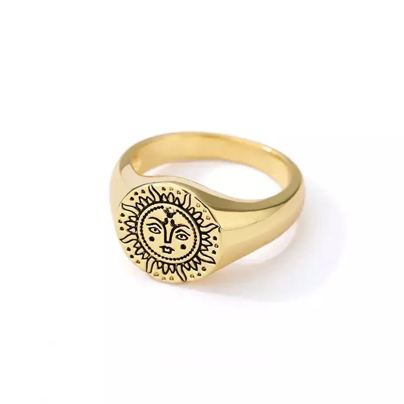 18k Gold Plated Ring - Sun