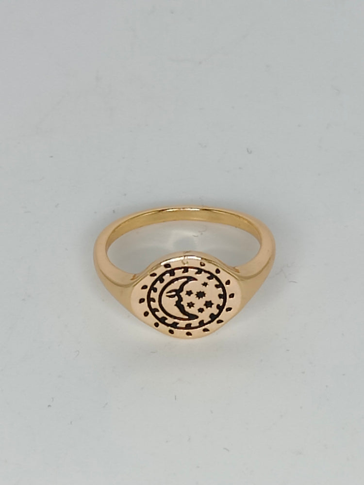 18k Gold Plated Ring - Crescent Moon