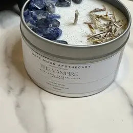 The Dark Moon Apothecary - The Vampire - 8oz tin crystal soy candle w/ Lapis Lazuli and Vervain