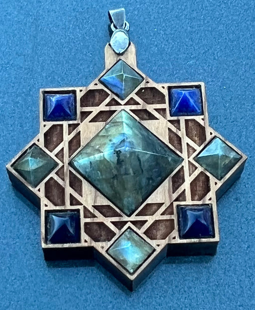 Laser Trees - Pendant Labradorite and Blue Lapis Pyramids