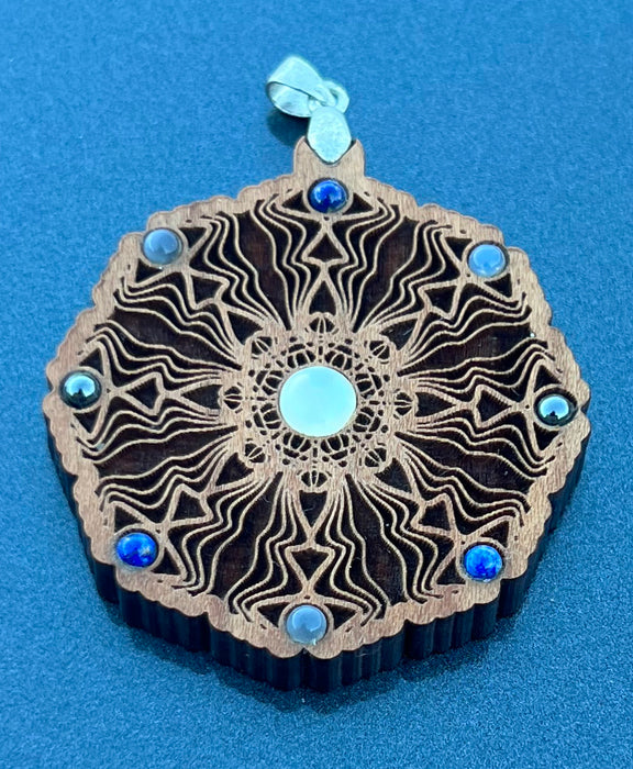 Laser Trees - Pendant Moonstone Blue Lapis and Hematite