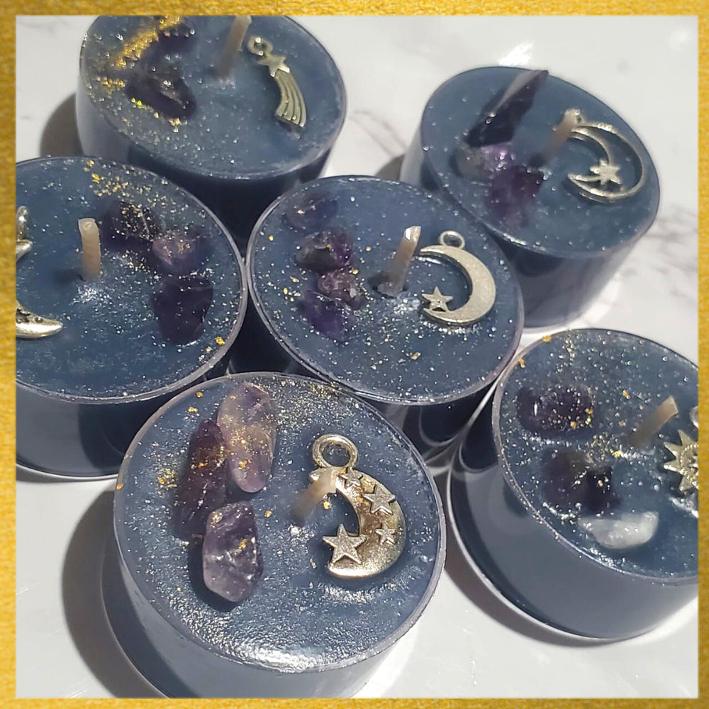 D SCENT - ARTEMISA (Witches Brew) Soy Candle w/ Amethyst Stones & Charm | Tealight