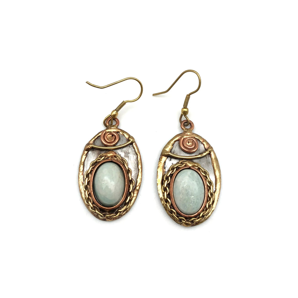 Anju Jewelry - Mixed Metal and Amazonite Earrings