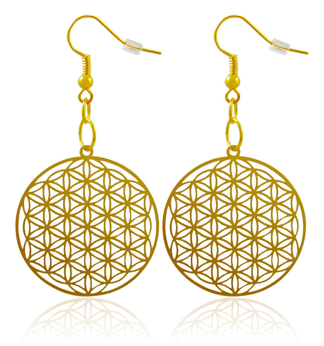 Large Flower of Life Circle Lightweight Earrings