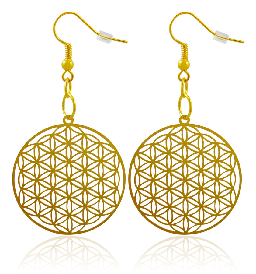 Large Flower of Life Circle Lightweight Earrings