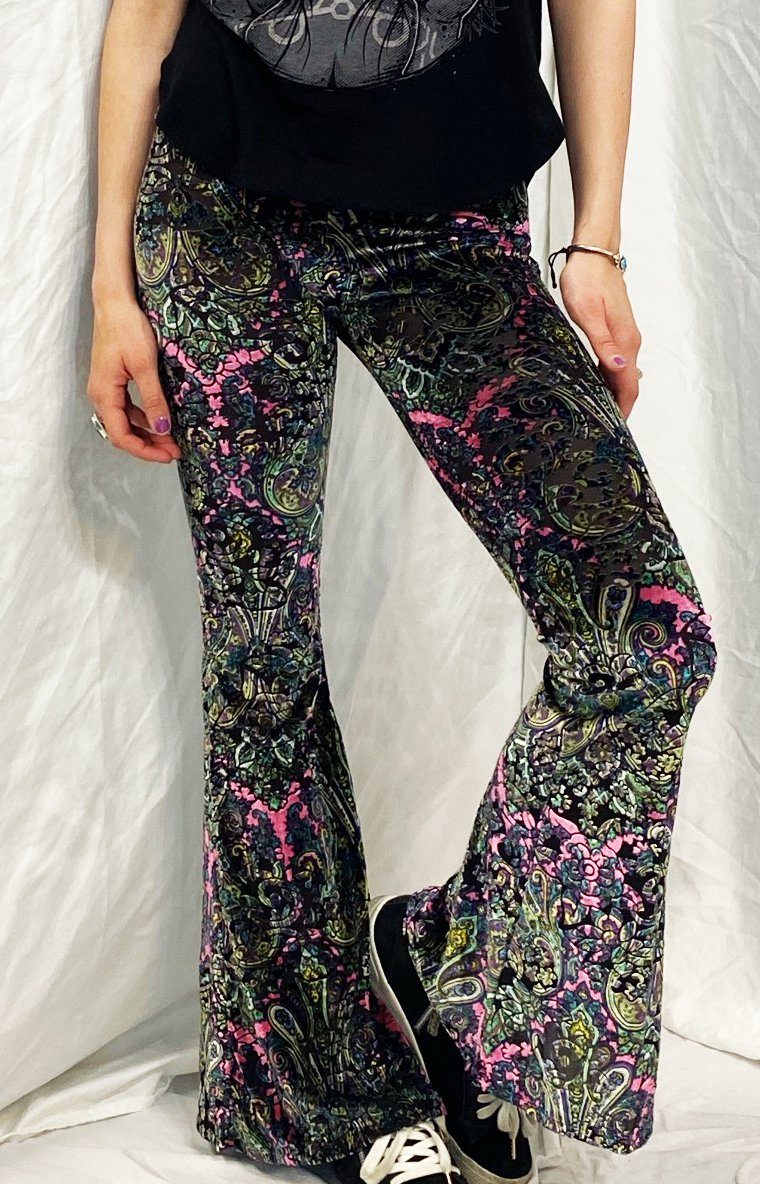 Forest Green Velvet Slim Bells  Green Velvet Pants - Warrior Within Designs