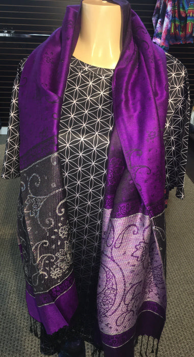 Pashmina - Purple with Rainbow Accents