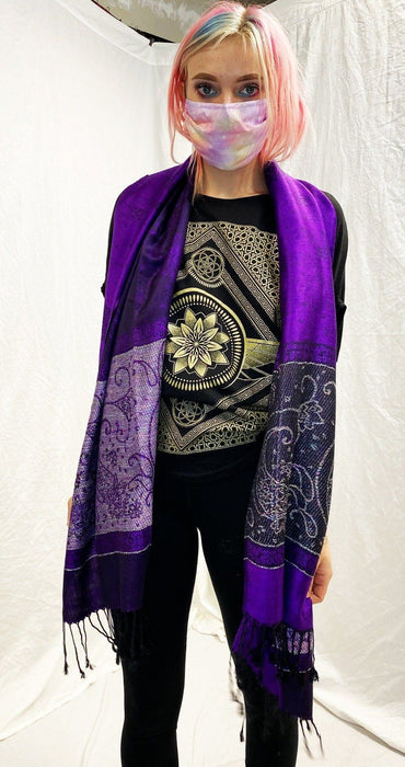 Pashmina - Purple with Rainbow Accents