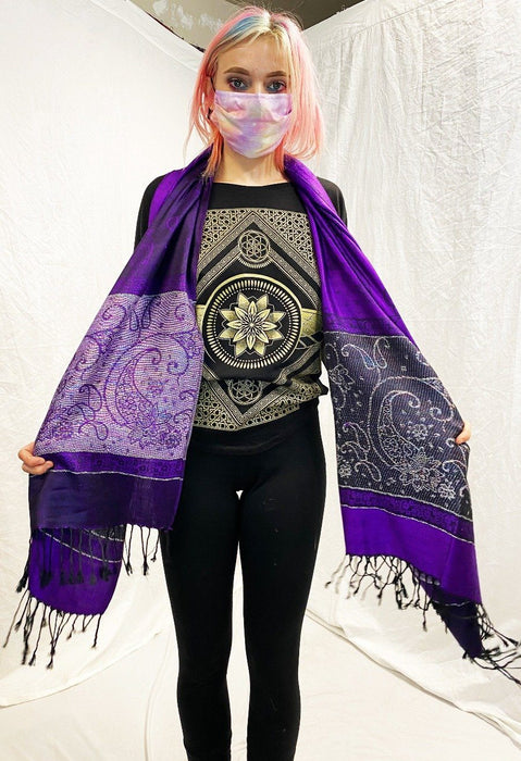 Pashmina - Purple with Rainbow Accents