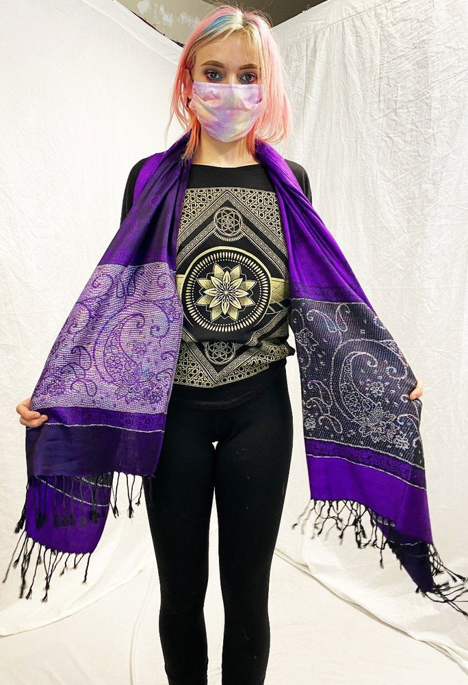 Pashmina - Purple with Rainbow Accents