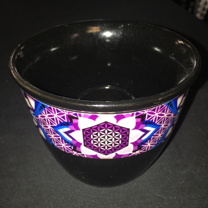 Flower of Life - Ceramic Smudge Holder - Black/Purple