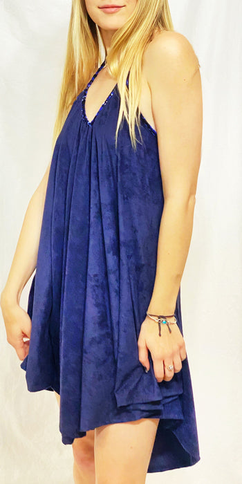 Warrior Within - Blue Suede Poncho Dress