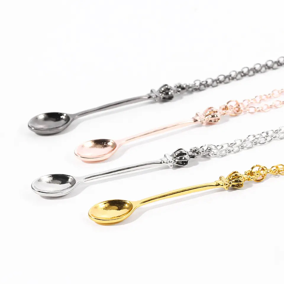 Festival Outfits - Silver Spoon Necklace. Tiny Spoon on a Neck Chain
