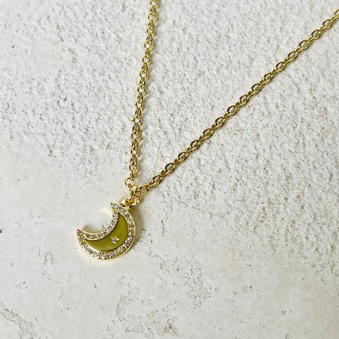 L Rae Jewelry - Moon with Star Gold Necklace