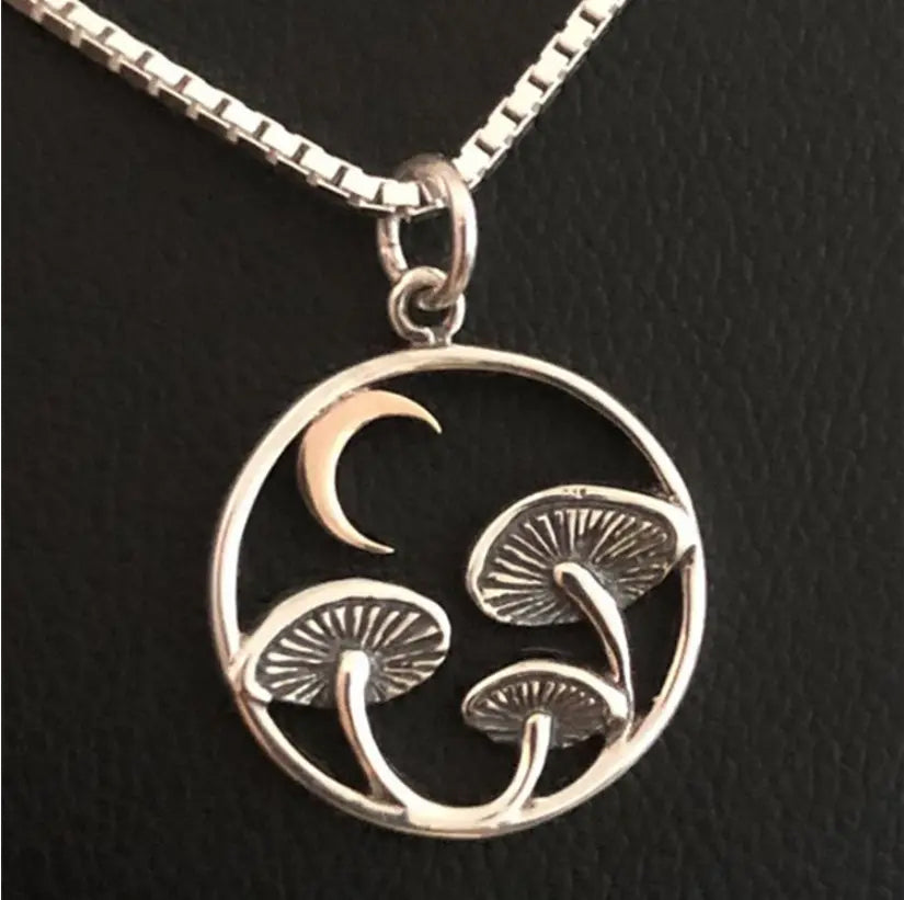 Mushroom Moon Pendant Necklace
