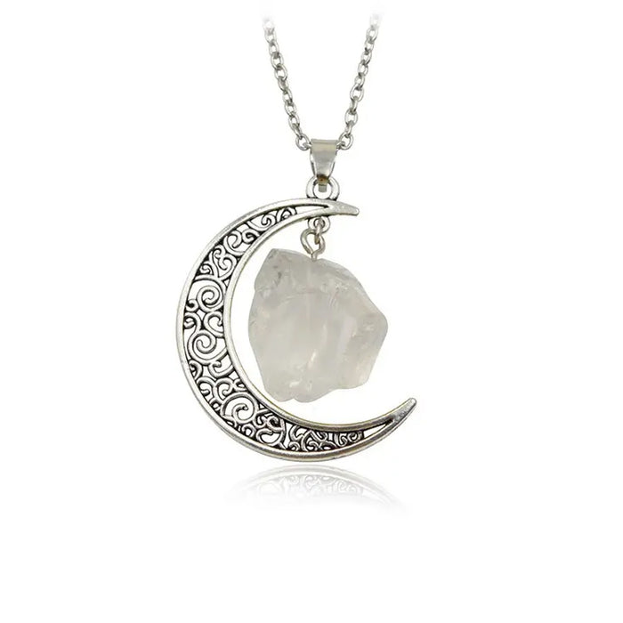 Moon Gemstone Pendant Necklace with Natural Gemstone