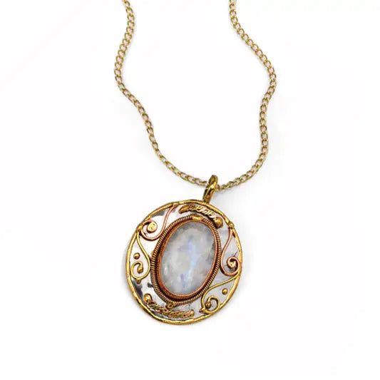 Anju Jewelry - Mixed Metal and Moonstone Necklace