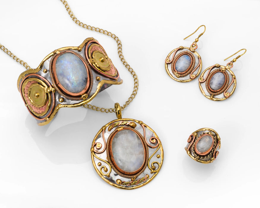 Anju Jewelry - Mixed Metal and Moonstone Necklace