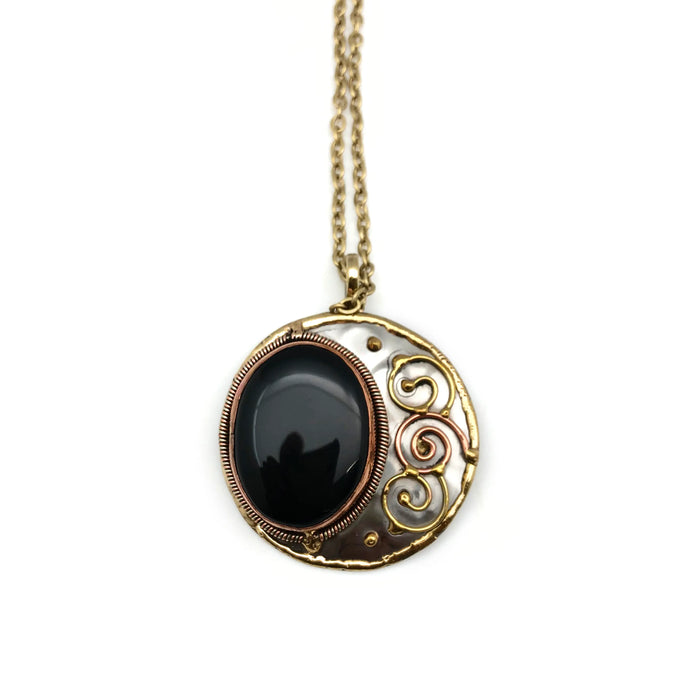 Anju Jewelry - Mixed Metal and Onyx Necklace
