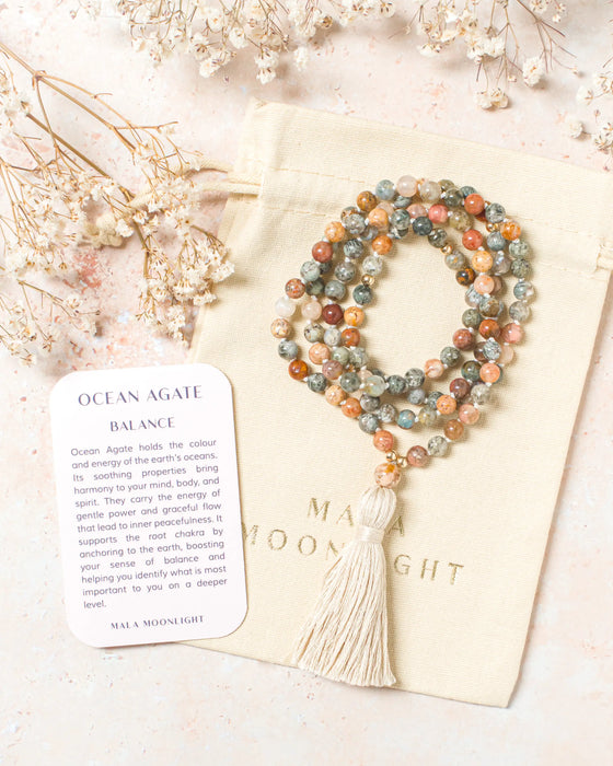 Mala Moonlight - Ocean Jasper Mala Beads Necklace