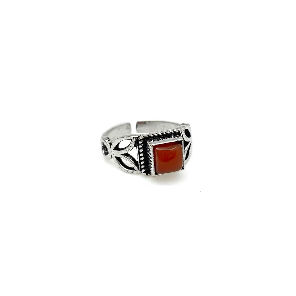 Anju Jewelry - Red Onyx Ring - Silver