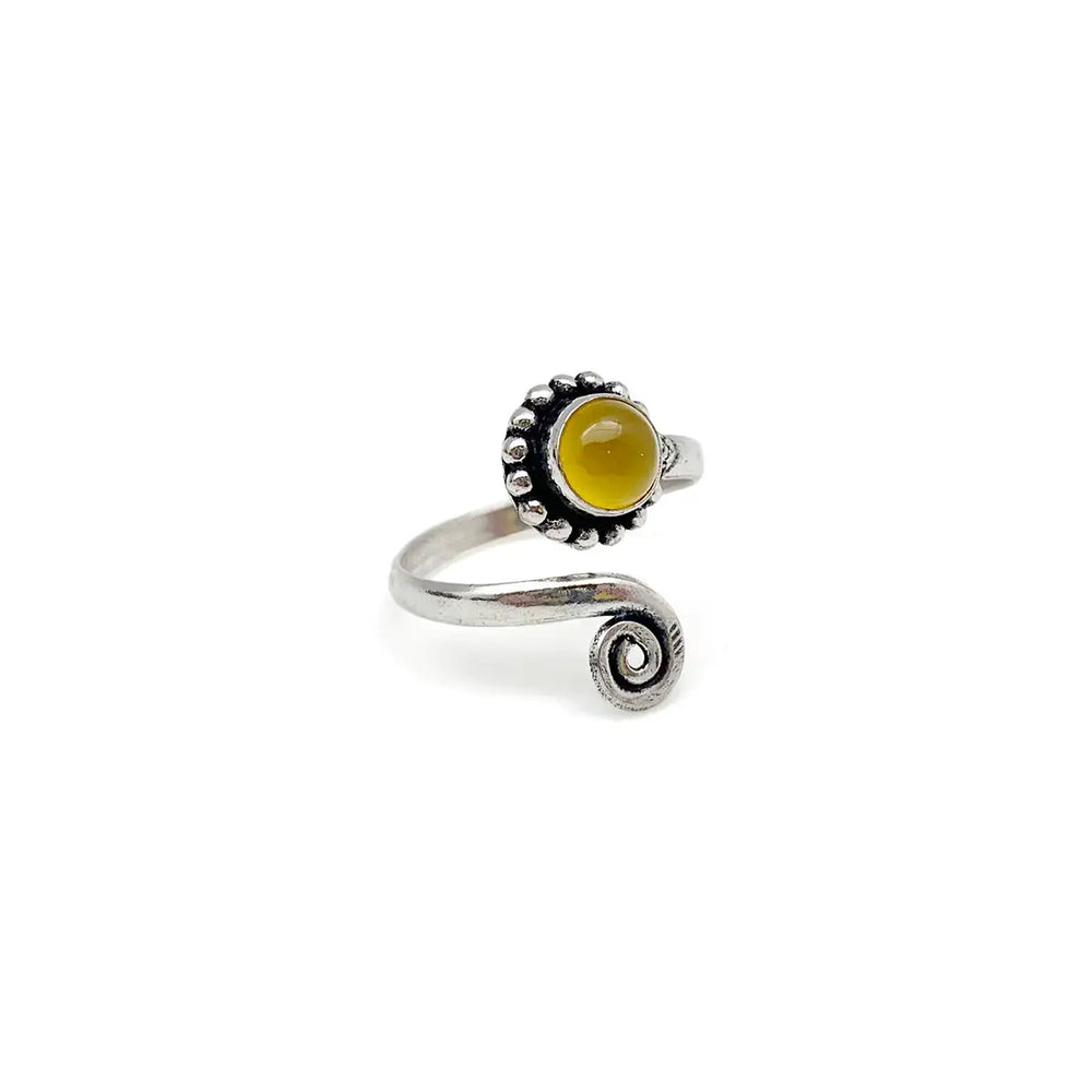 Anju Jewelry - Yellow Agate Ring - Silver