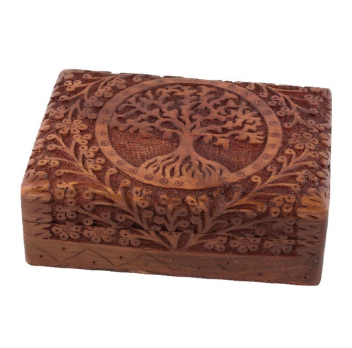 Floral Tree Of Life Engraved Wooden Box