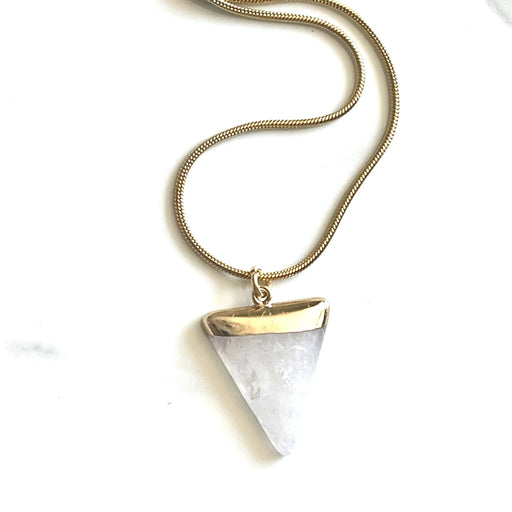 L Rae Jewelry - Triangle Arrow Drop Gold / Quartz Pendant Necklace.