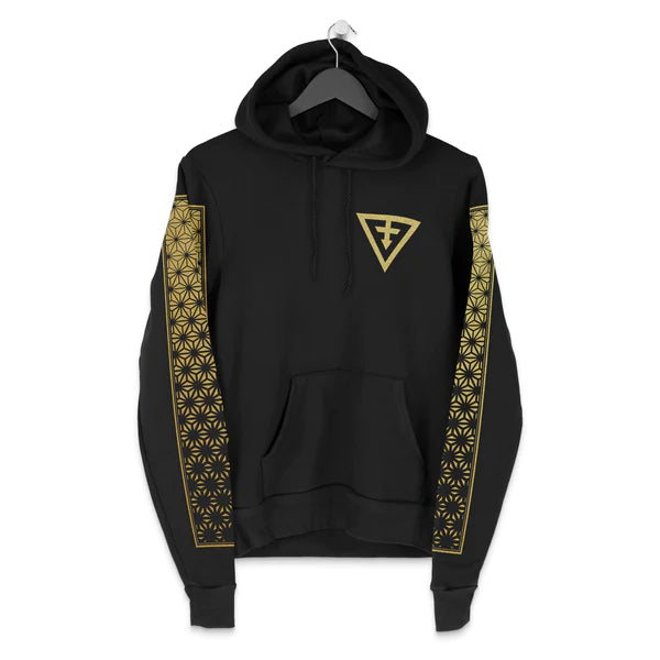 First Earth - Asanoha Pullover Hoodie - Black/Gold