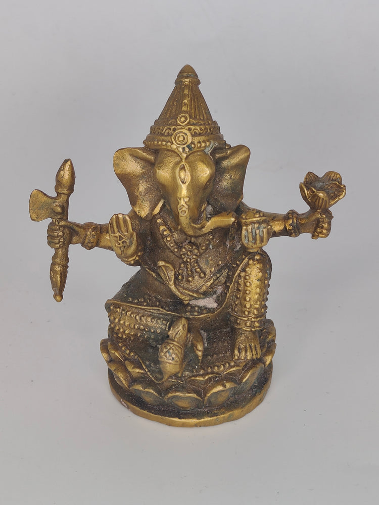 Small Brass Detailed Ganesha Statue