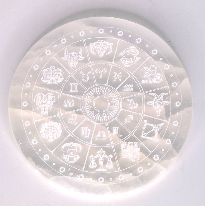 Selenite Plate- Zodiac Circle